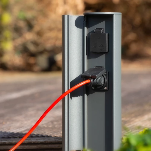 Lucide POWERPOINT - Outdoor socket column - Sockets with pin earth - Type E - FR, BE, POL, SVK & CZE standard - Ø 10 cm - IP44 - Anthracite - atmosphere 1